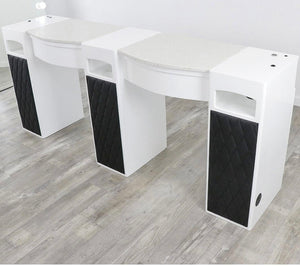 Double Diamond White Manicure Table