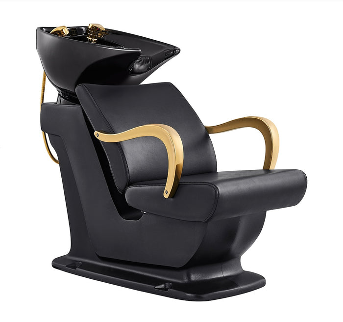 Beckman Gold Shampoo Salon Chair with Basin and Adjustable Seat