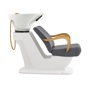 Beckman Gold Shampoo Salon Chair with Basin and Adjustable Seat