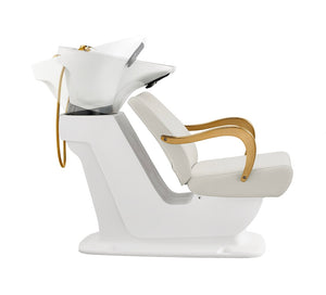 Beckman Gold Shampoo Salon Chair with Basin and Adjustable Seat