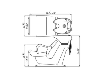 Beckman Gold Shampoo Salon Chair with Basin and Adjustable Seat