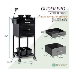 Glider Pro Metal Trolley with 2 Magnetic Bowls