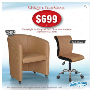 CHIQ 2 QUILTED CHAIR AND TECH STOOL