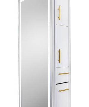 LED SALON MIRROR & STORAGE STATION W/ GOLD LEGS